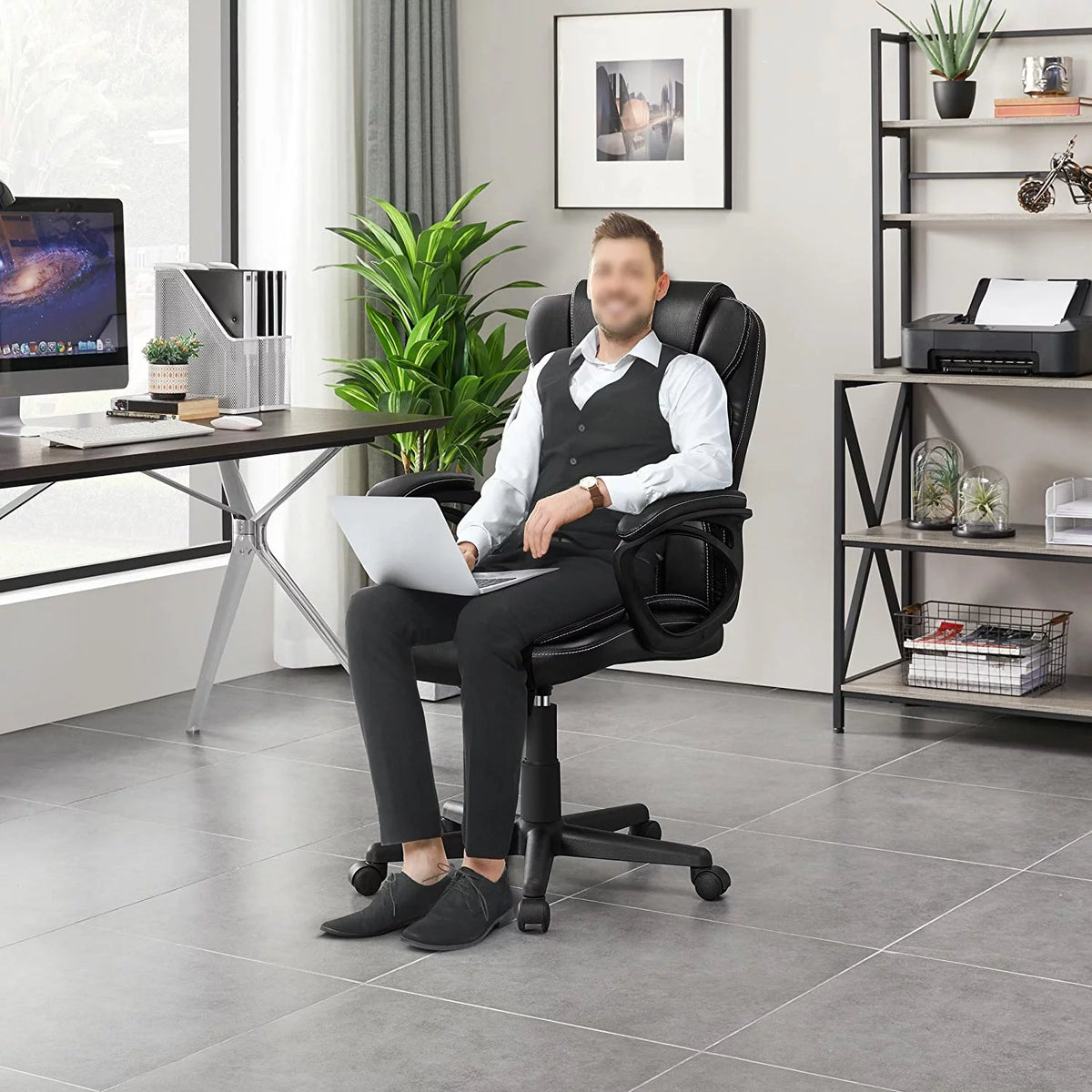 High Back Wide Seat PU Leather Office Chair F1661