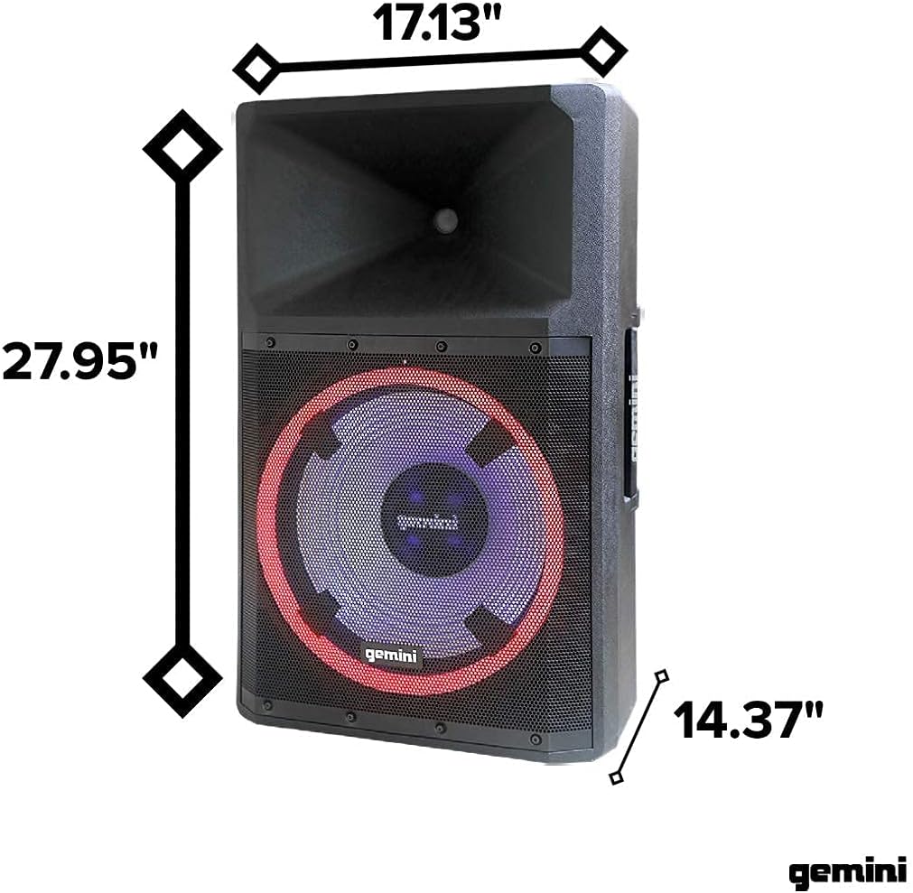 Bluetooth 2200W Peak Speaker with 15 Inch Woofer and LED Party Lights X294017
