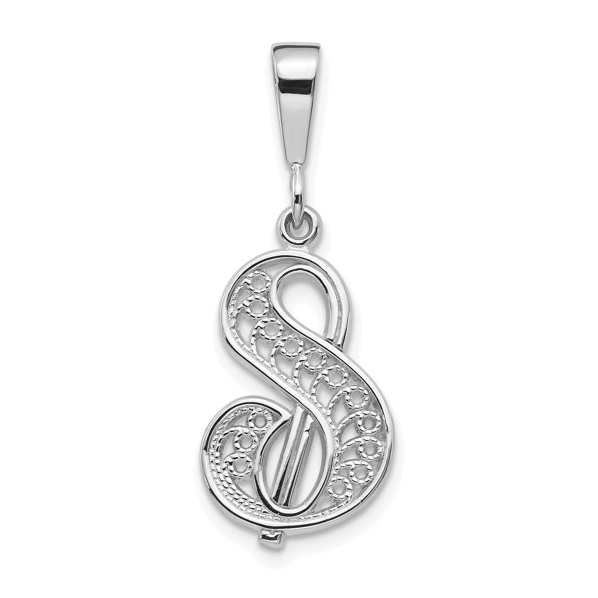 10K White Gold Filigree Initial S Pendant M293529