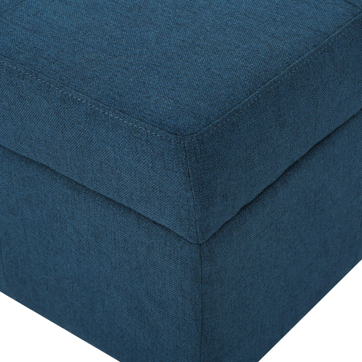 Navy Blue Tufted Fabric Storage Ottoman with Rolling Casters Q501