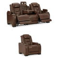Brown Leather Power Recliner and Sofa Set R482