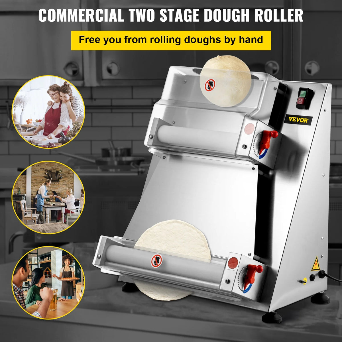 Electric Pizza Dough Roller Machine 15.7inch 370W A650