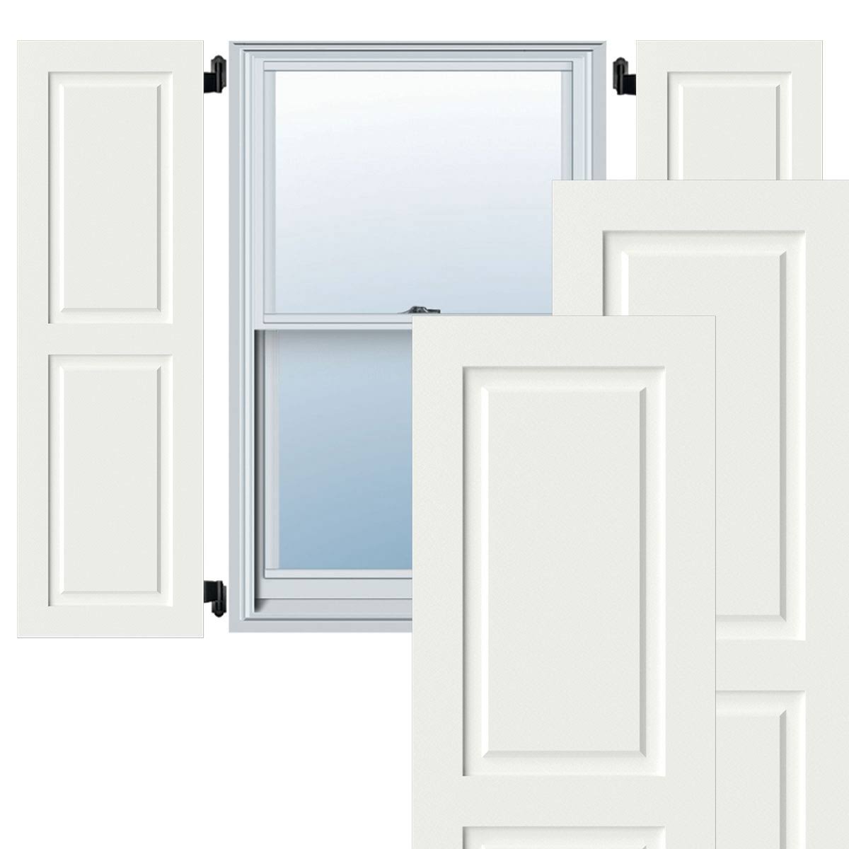 12x22W x 61x22H Exterior Composite Raised Panel Shutters (Per Pair), Unfinished S19100