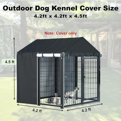 Black 600D Heavy Duty Waterproof Dog Kennel Cover W5021