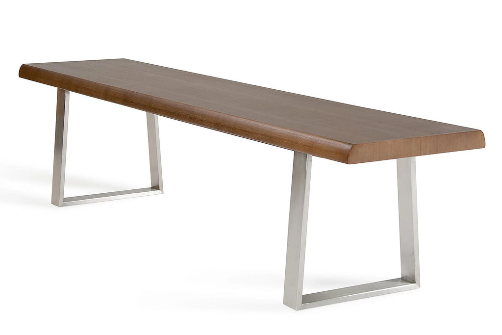 17-inch Walnut Wood and Steel Dining Bench P3554