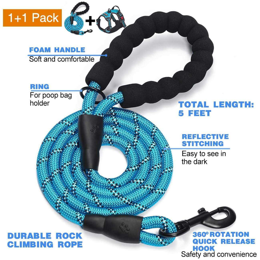 Adjustable Reflective Oxford Dog Harness with 5ft Dog Leash R839