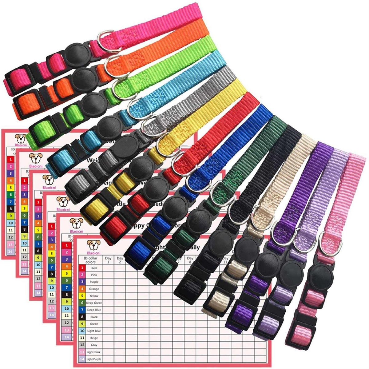 Soft Nylon Adjustable Breakaway Puppy ID Collar 14 Pc Z346
