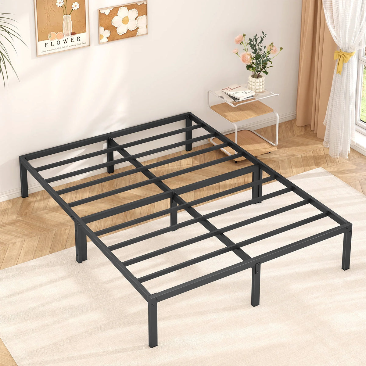 Queen Size Black Metal Platform Bed Frame A891