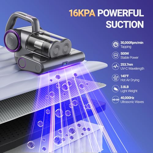 16Kpa Mattress Vacuum Cleaner with UV-C Light, Heat, HEPA Filter F937753