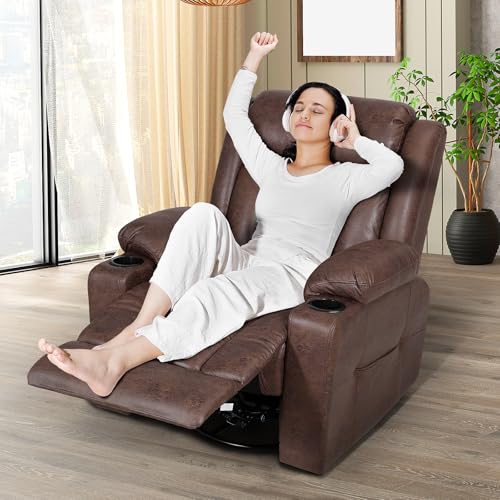 Brown Massage Rocking Recliner Chair with Heat and USB F698241