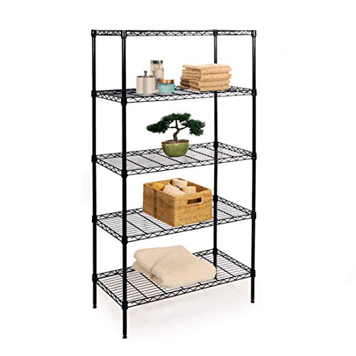 Black 5-Tier Steel Wire Shelving Storage Unit C775