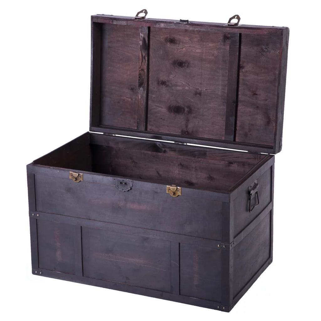 Large Dark Wooden Storage Trunk Y967