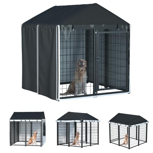 Black 600D Heavy Duty Waterproof Dog Kennel Cover W5021