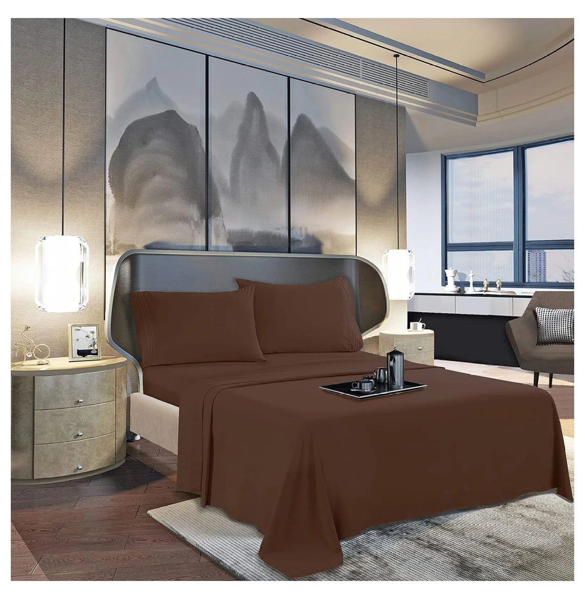 King 4 Piece Sheet Set with Pillowcases, Deep Pocket V306513
