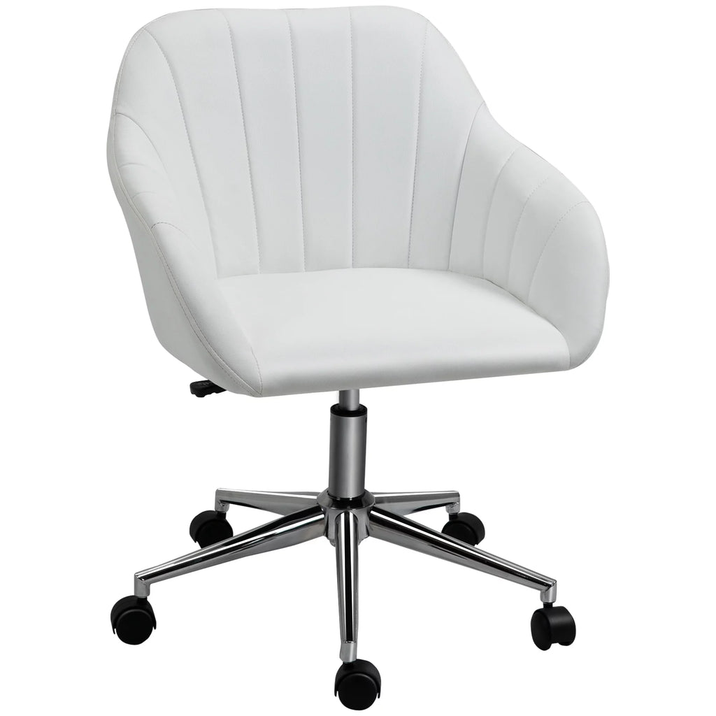 White Steel Task Chair with Swivel and Adjustable Height E6470