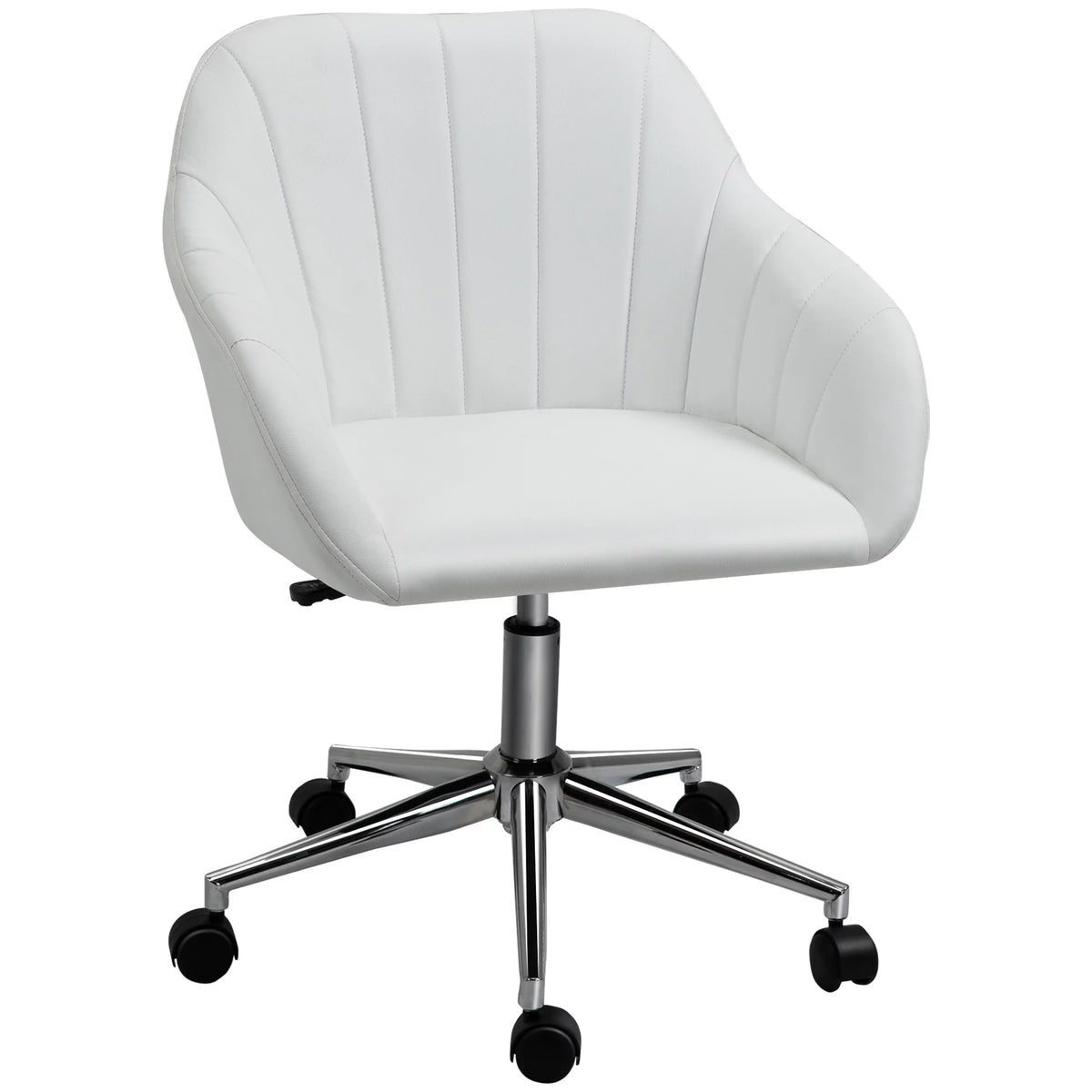 White Steel Task Chair with Swivel and Adjustable Height E6470