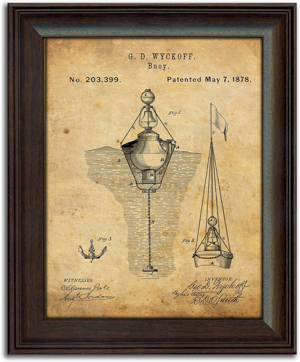 Vintage Patents Sailboat Anchor 2pc Set I60757