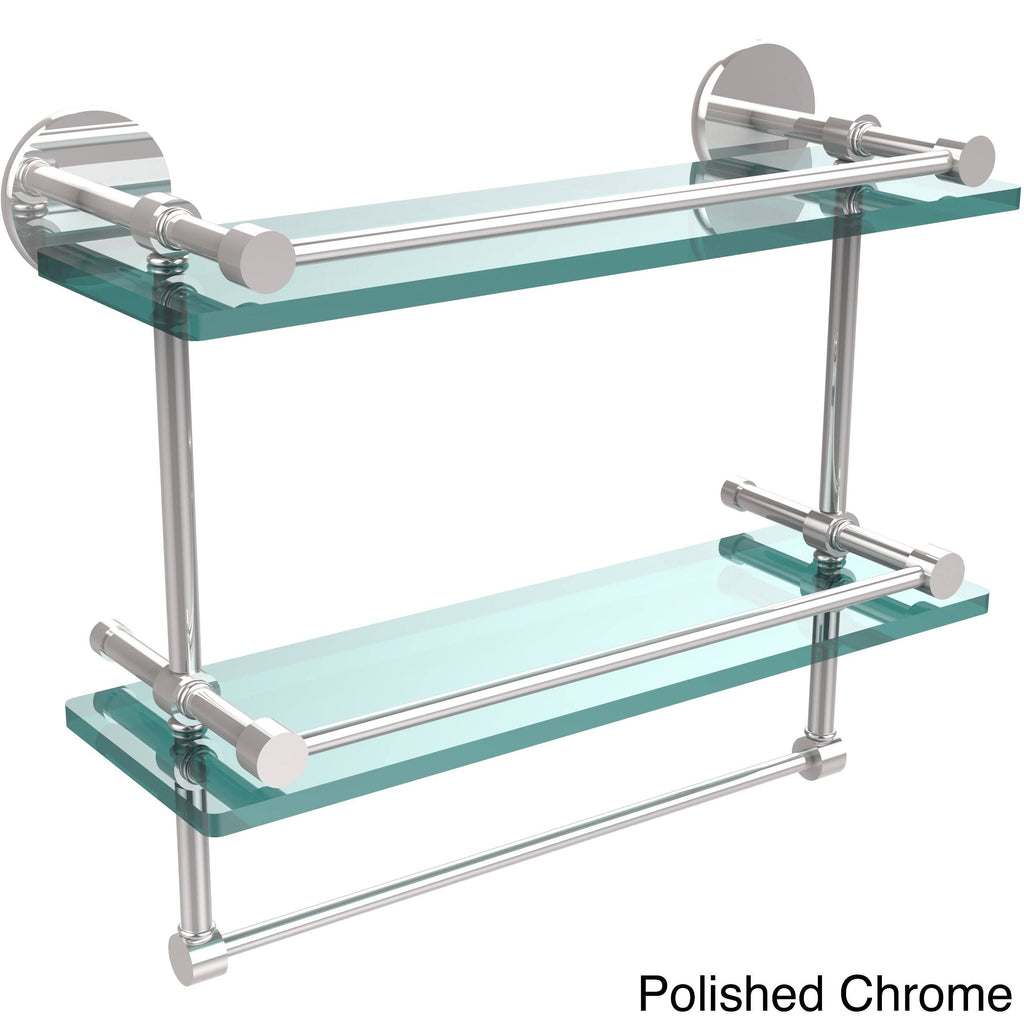 Polished Chrome Double Glass Shelf with Towel Bar C1815