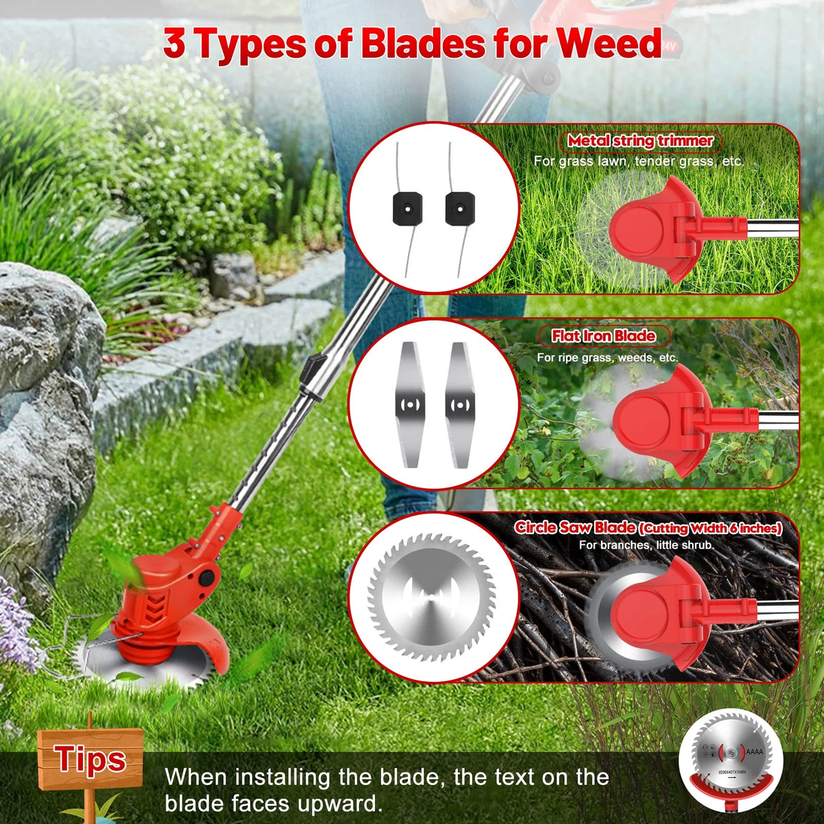 Cordless Electric Grass Trimmer & Edger 6 inch 3-in-1 R8340