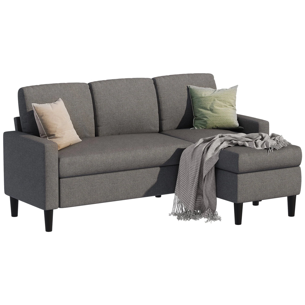 Convertible Sectional Sofa L-Shaped 3-Seat Couch with Reversible Chaise O65690