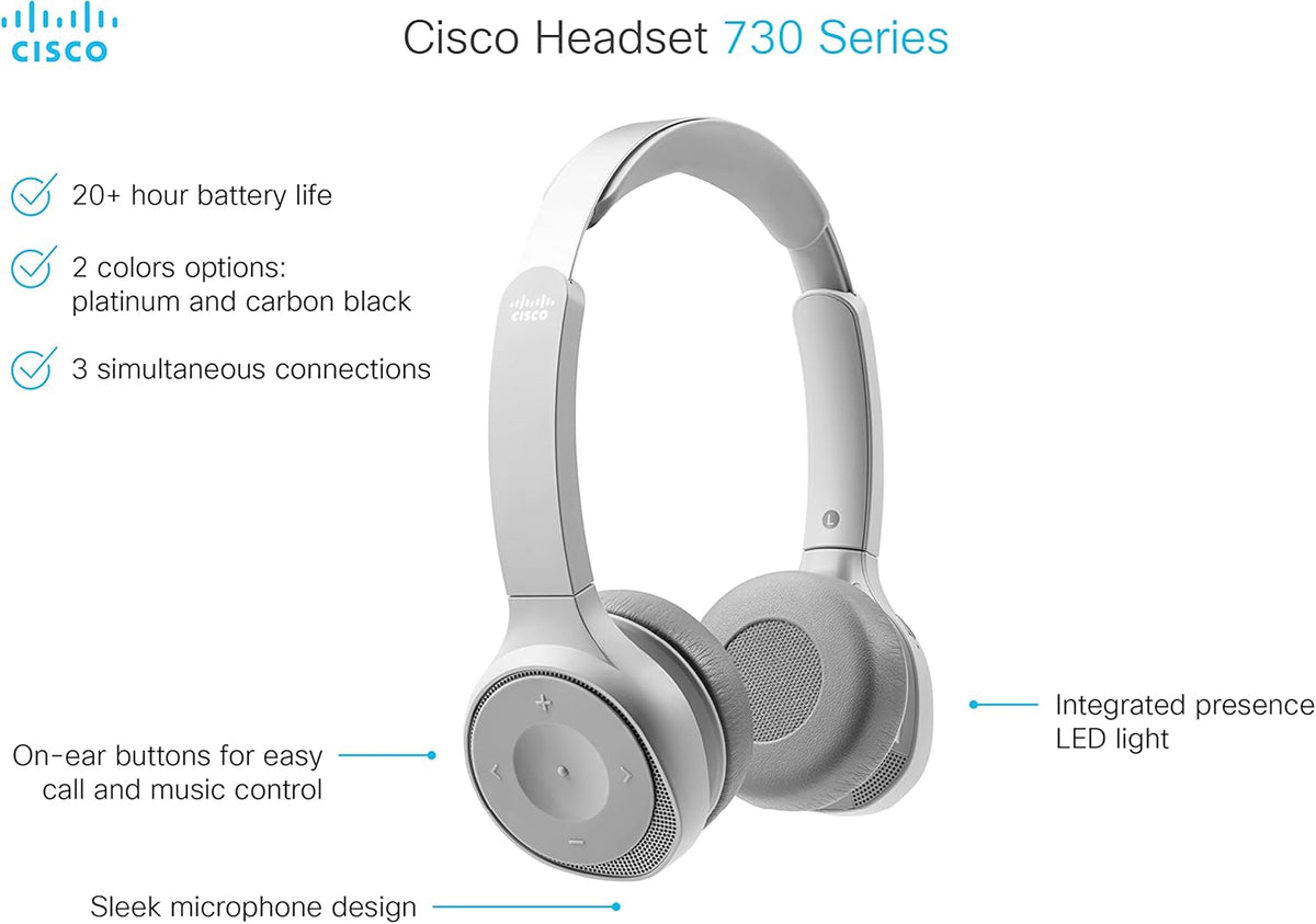 Wireless Dual On-Ear Bluetooth Headset with Case, USB-A HD Bluetooth Adapter, USB-A and 3.5mm Cables, Platinum Q288