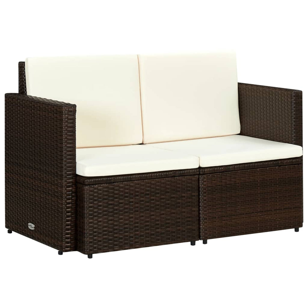 Brown Poly Rattan 2 Seater Outdoor Sofa with Cushion U39823