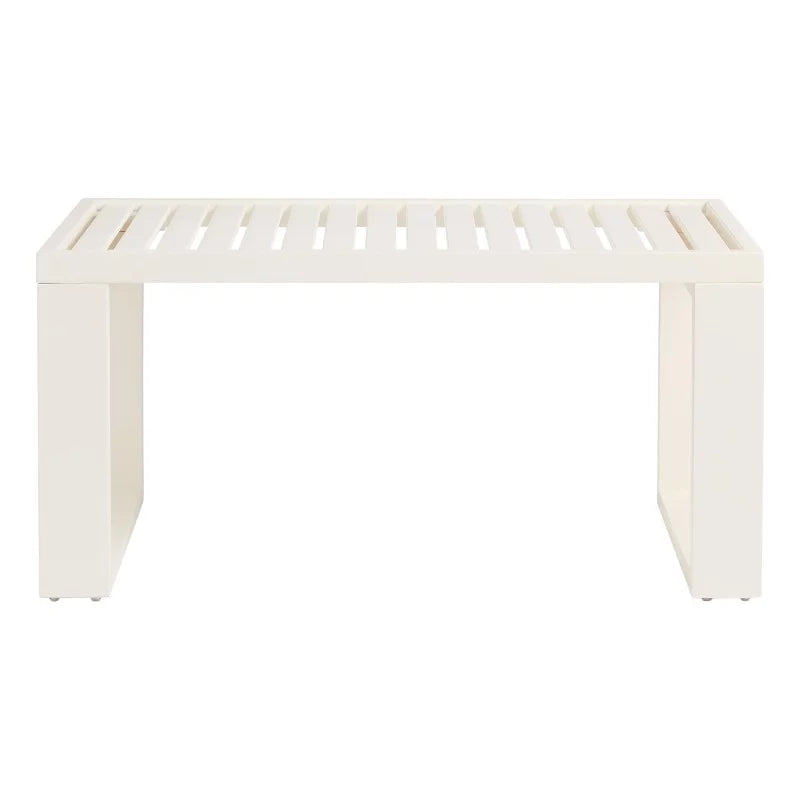 Outdoor Wooden Coffee Table with Slatted Top in White W19933