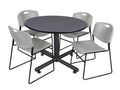 Grey Round Breakroom Table & 4 Stack Chairs Z91297