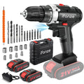 21V Cordless 3/8 inch Power Drill Driver Set with 2 Batteries X474856