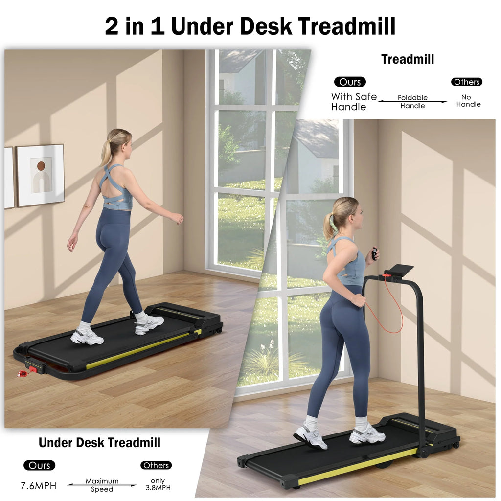2 in 1 Foldable Treadmill 7.6MPH 2.5HP M31889