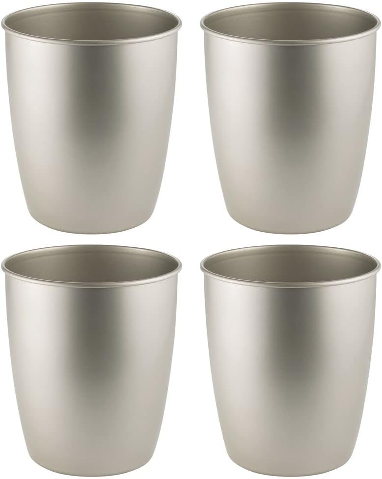 Satin Steel 4 Pack Round Metal Trash Can T486