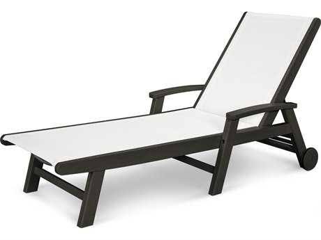 Coastal White and Navy Blue Sling Chaise C78395