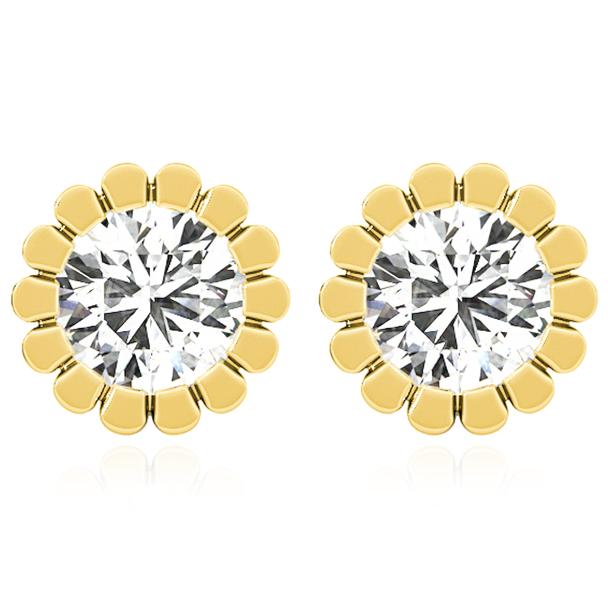 14K Gold Flower Stud Earrings J39855