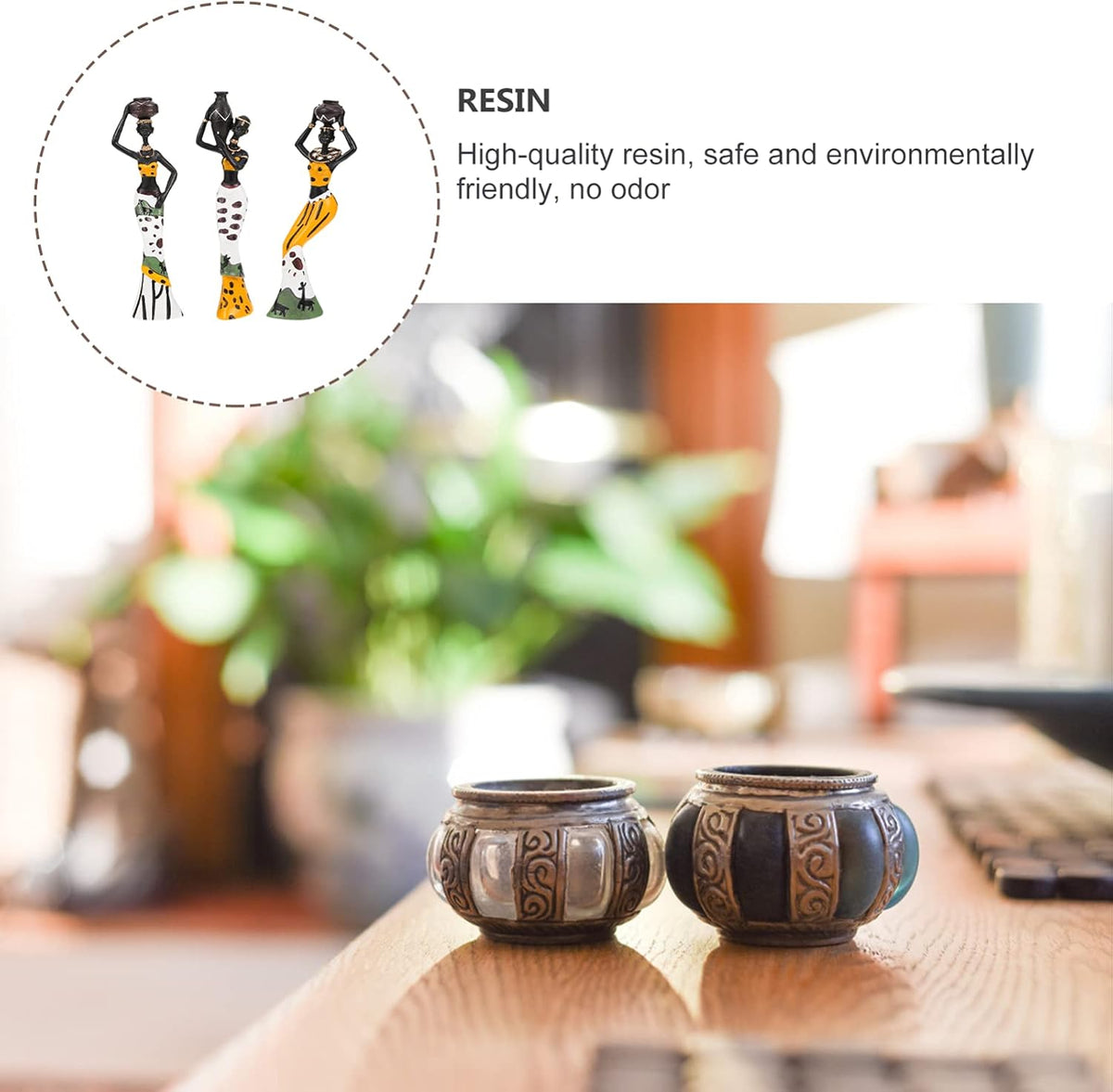3 Piece Set African Statue Crafts Praying Girl Decoration Centerpieces T837