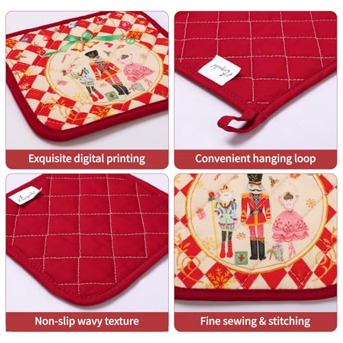 100% Cotton 4Pcs Oven Mitts and Pot Holders Set Y5596