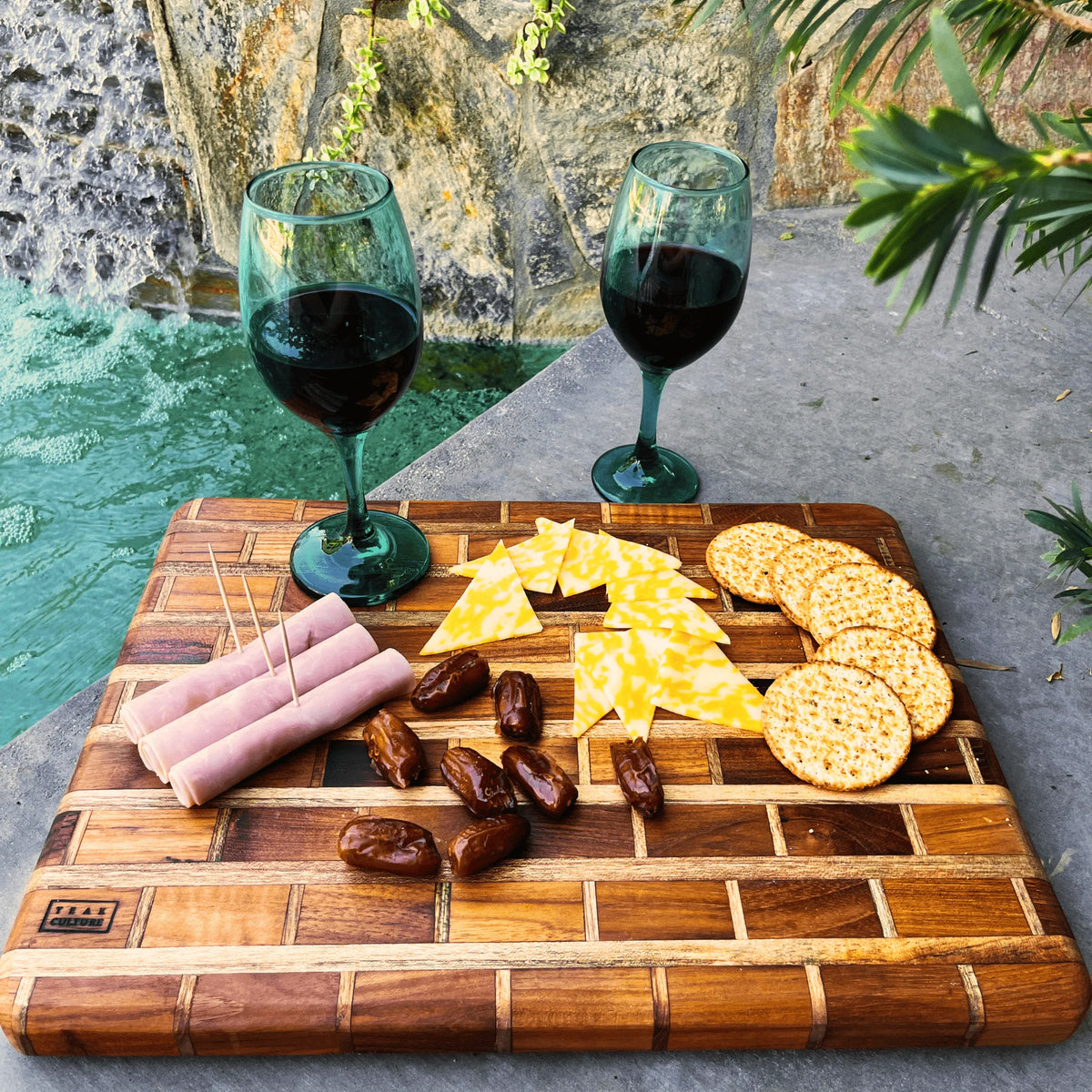 Teak Charcuterie Board, Handmade, 16x12x1 B195227