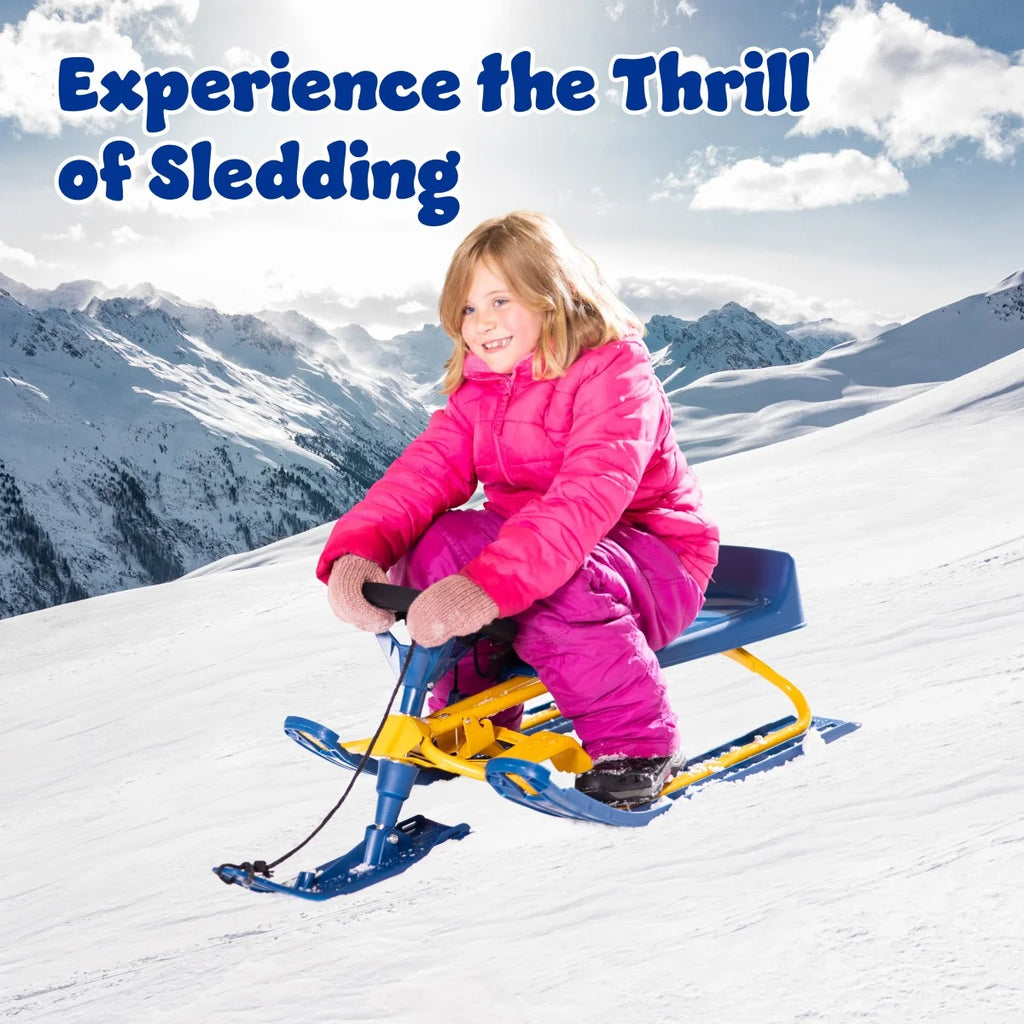 Snow Sled with Padded Steering Wheel, Twin Brakes & Pull Rope V1794