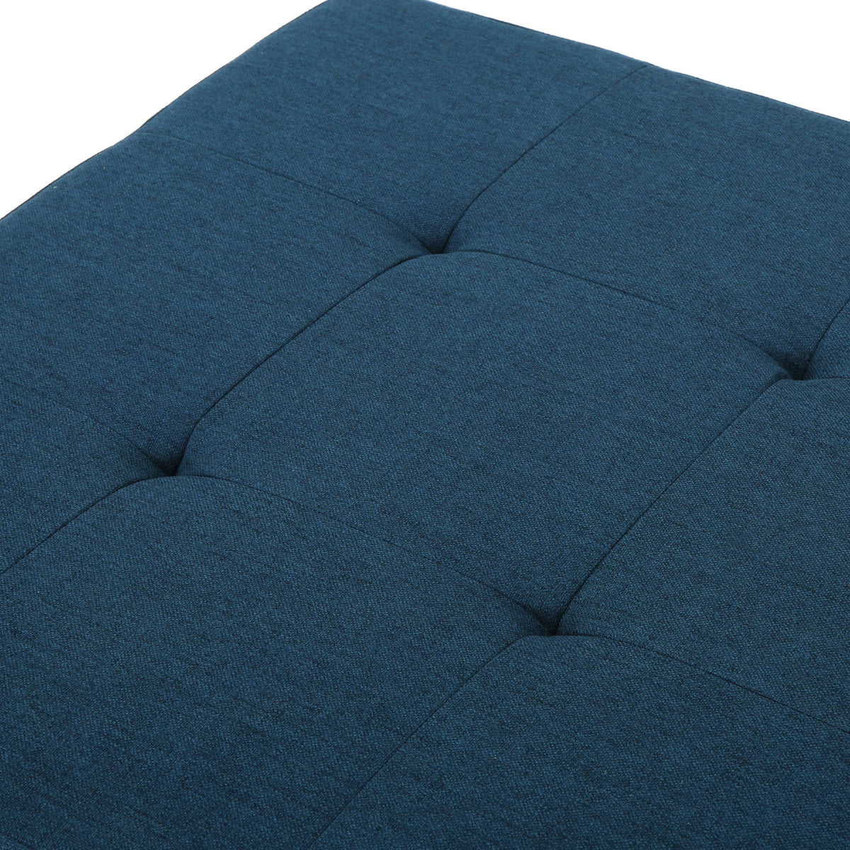 Navy Blue Tufted Fabric Storage Ottoman with Rolling Casters Q501