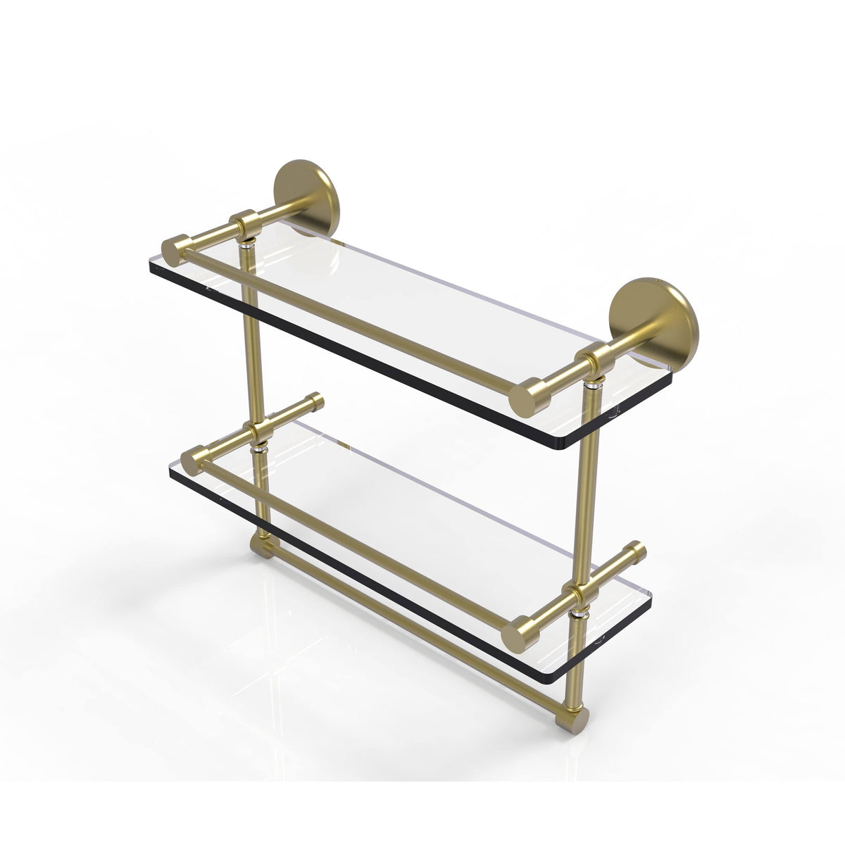 Polished Chrome Double Glass Shelf with Towel Bar C1815