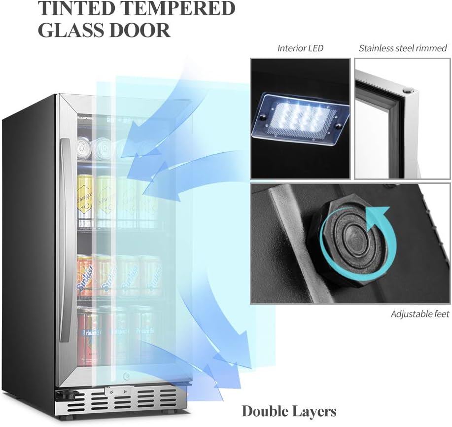 15 Inch Beverage Cooler Refrigerator with Glass Door M48224