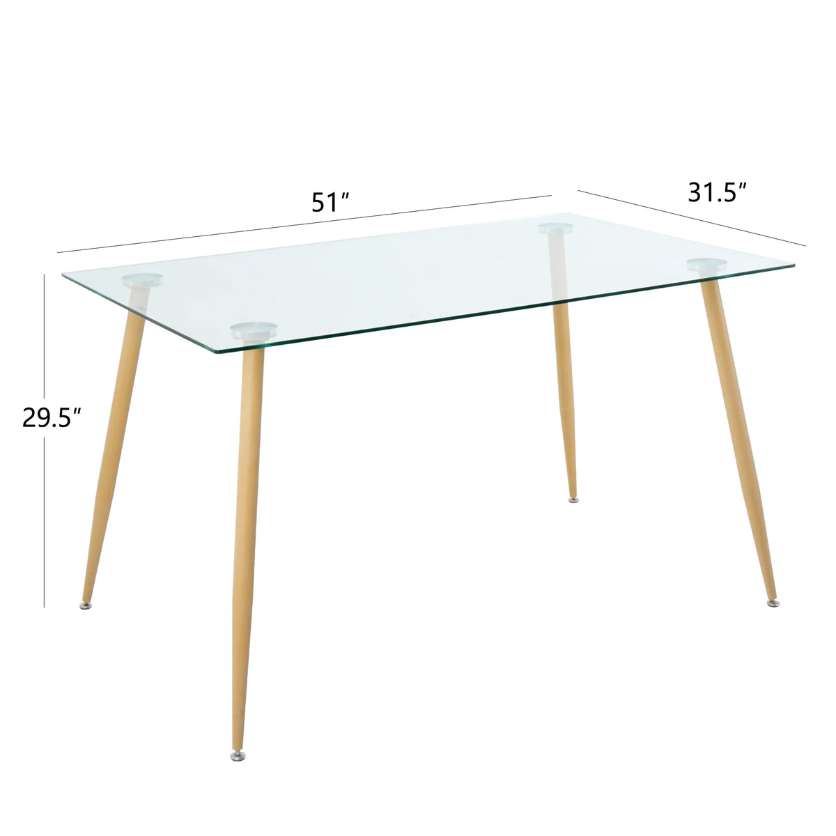 51" Rectangular Tempered Glass Dining Table F904