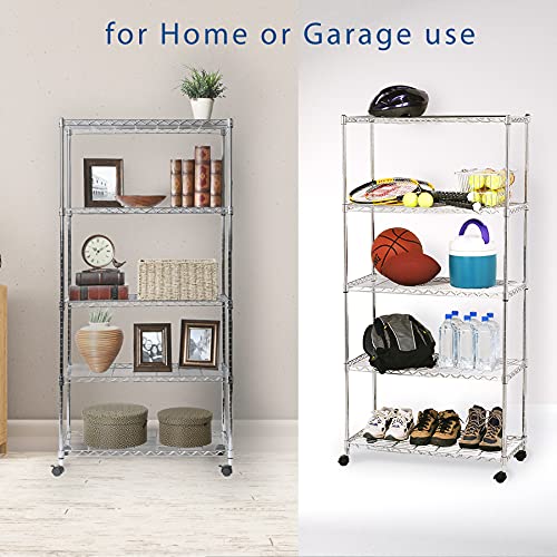 Black 5-Tier Steel Wire Shelving Storage Unit C775