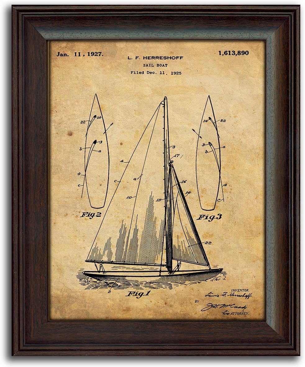 Vintage Patents Sailboat Anchor 2pc Set I60757