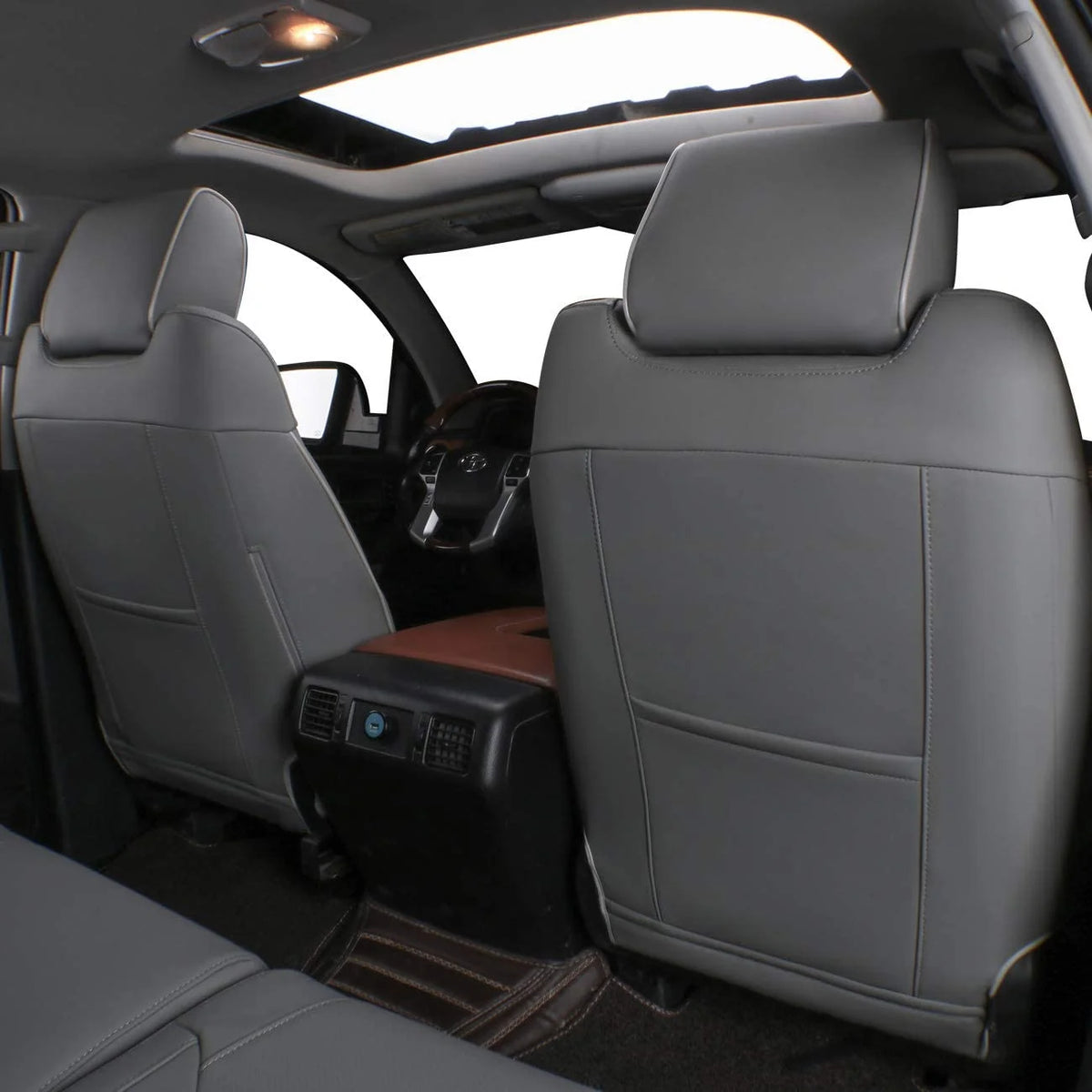 Custom Fit Leatherette Car Seat Covers Full Set Gray T173417