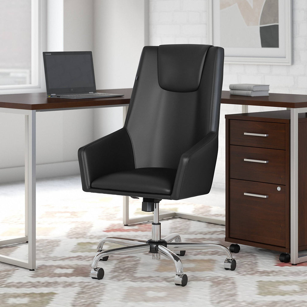 Black Leather Box Chair G112958