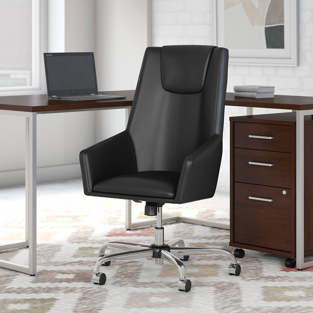Black Leather Box Chair G112958