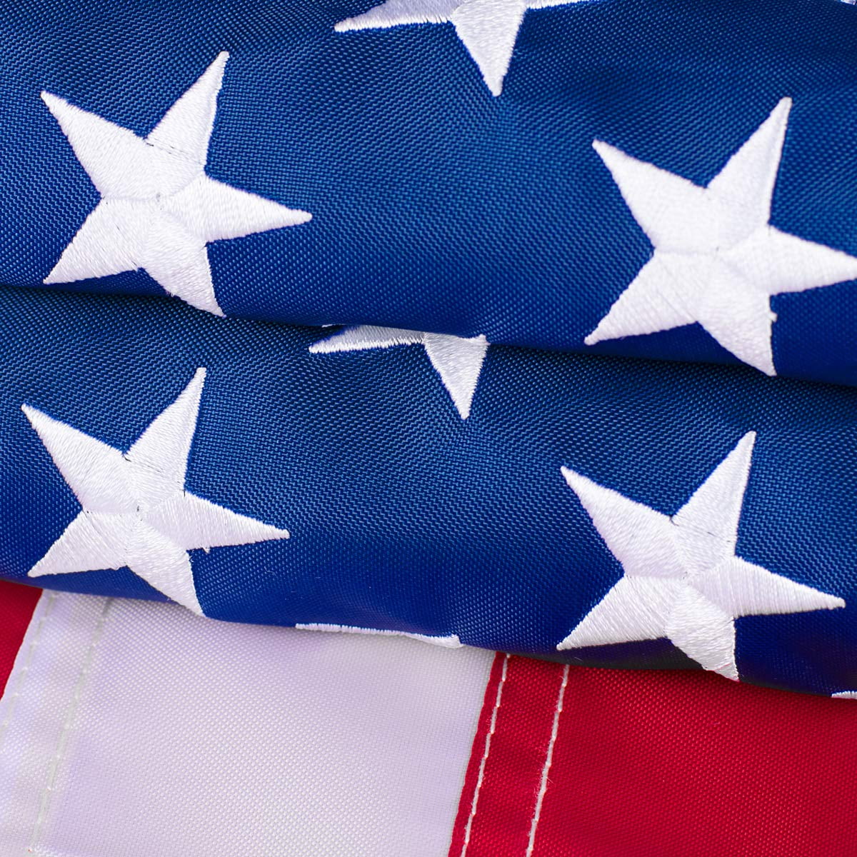 10x15 FT Nylon American Flag with Embroidered Stars D2807