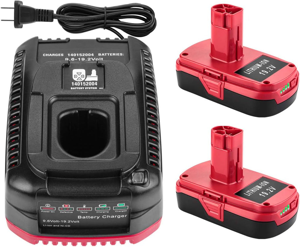 2Pack 3.0Ah Replacement Battery for Craftsman 19.2V Lithium Battery with Charger S67036