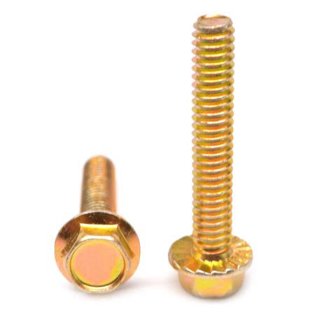 Hex Flange Screw with Serration Medium Carbon Steel Yellow Zinc Plated Pk 1000 N73158