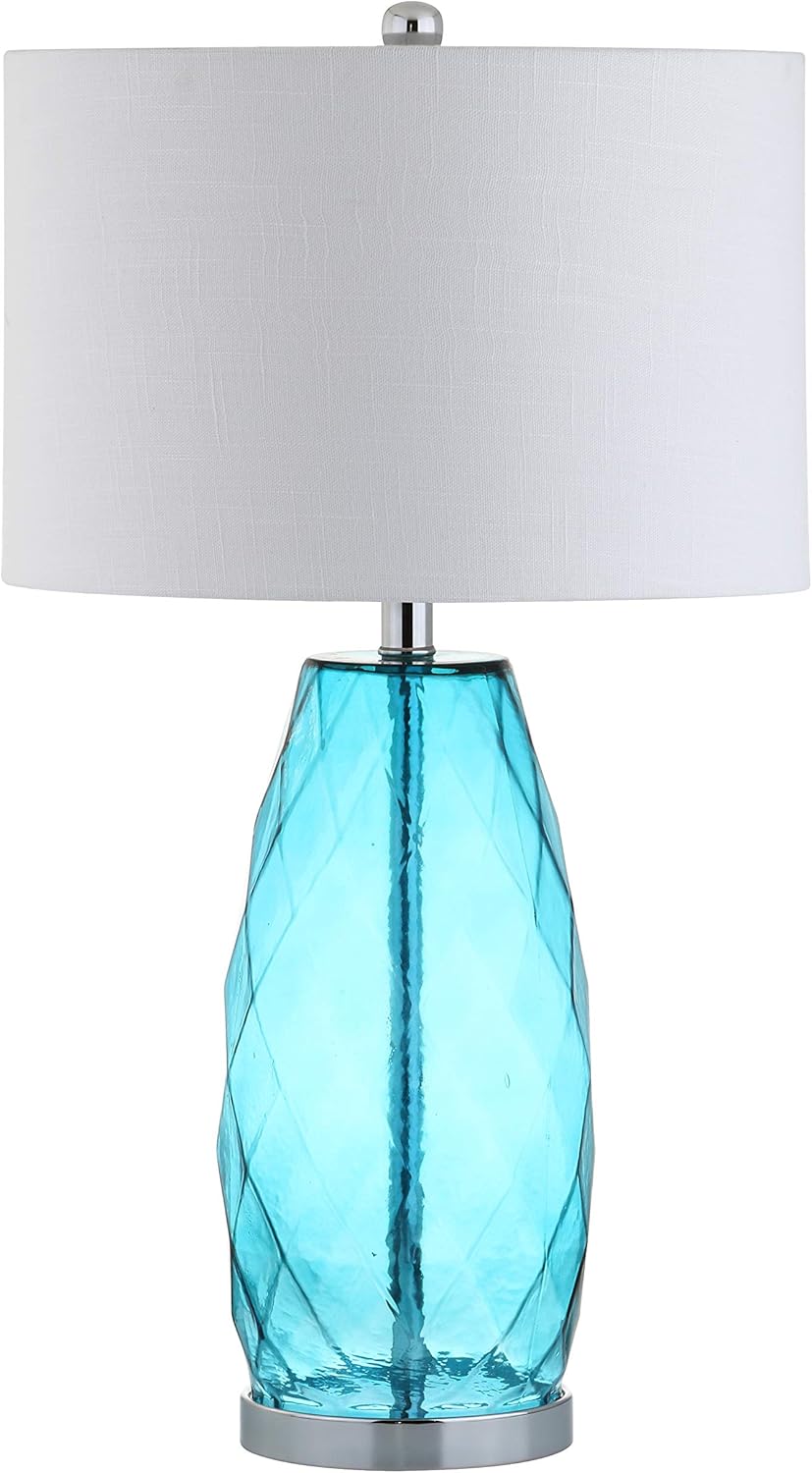 26.5 Glass/Metal LED Lamp Moroccan Blue M7942